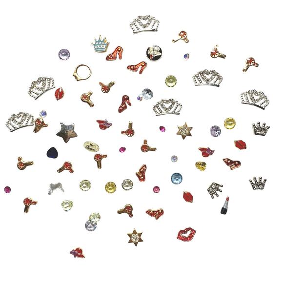 60+ Pcs Floating Locket Charms Glam Girl Queen Princess Shine Crown Beauty Bling - Picture 3 of 5